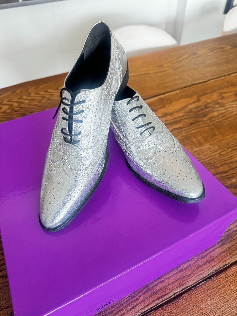 Silver Metallic Brogues